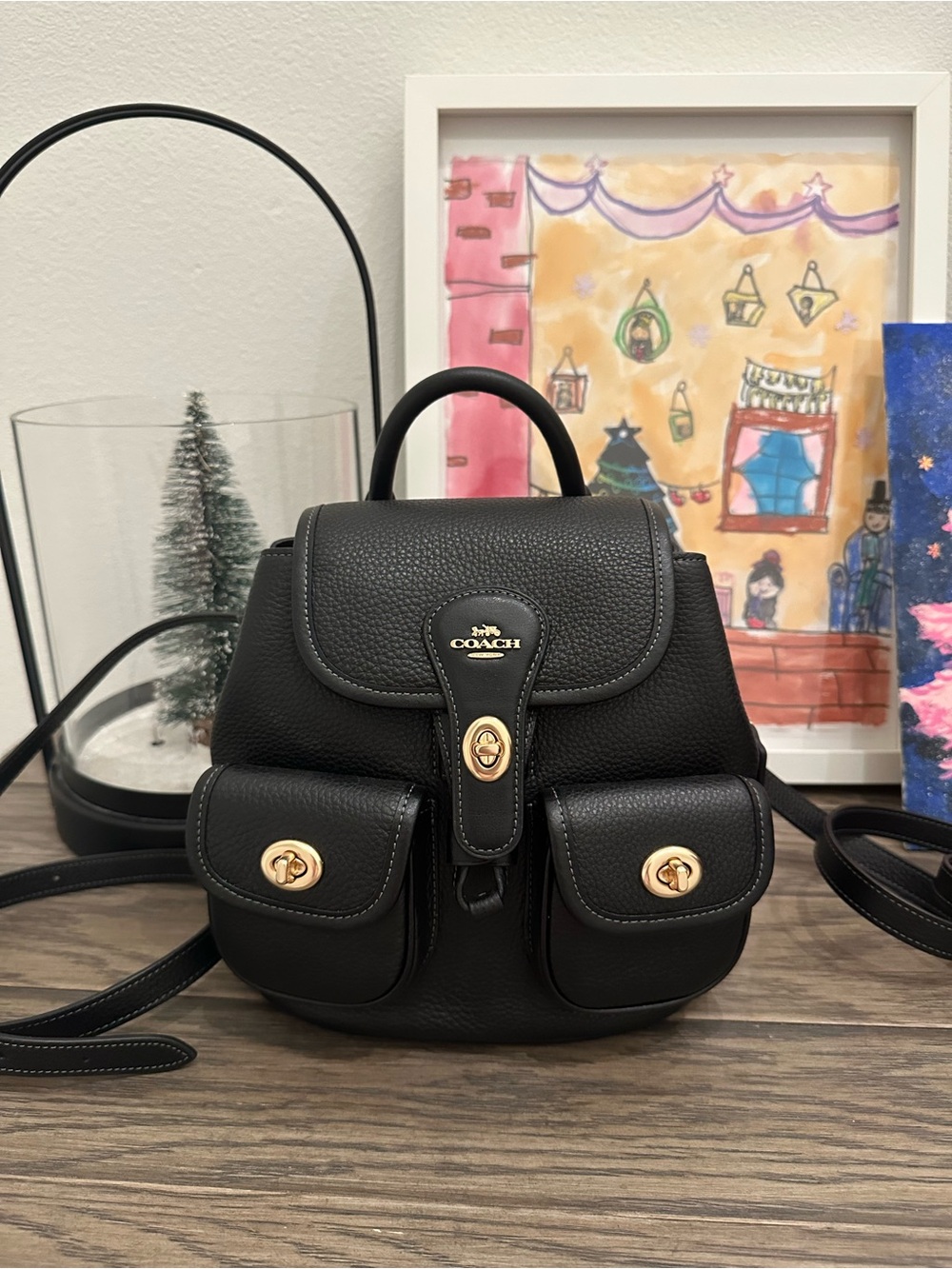 NWT Coach Hadley Backpack Refined pebble leather CBH09 Black